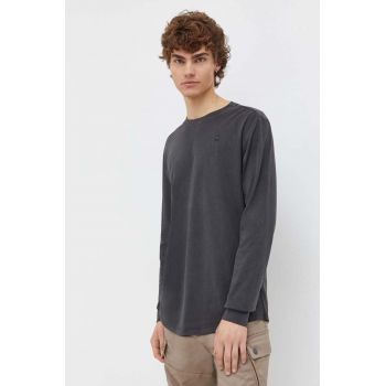 G-Star Raw longsleeve din bumbac culoarea gri, cu imprimeu