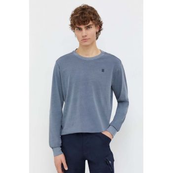 G-Star Raw longsleeve din bumbac culoarea gri, cu imprimeu