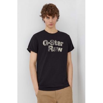 G-Star Raw tricou din bumbac barbati, culoarea negru, cu imprimeu