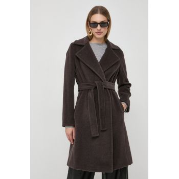 Marella palton de lana culoarea maro, de tranzitie de firma original