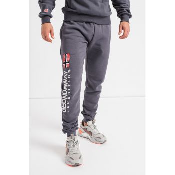Pantaloni sport cu imprimeu logo si snur in talie Machal