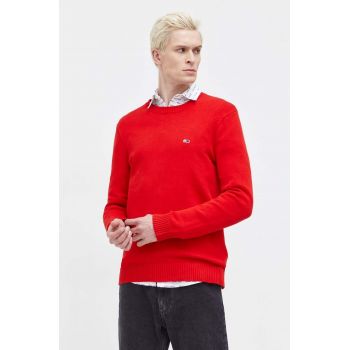 Tommy Jeans pulover de bumbac culoarea roșu DM0DM18370 de firma original