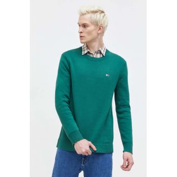 Tommy Jeans pulover de bumbac culoarea verde DM0DM18370 de firma original