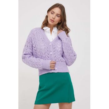 United Colors of Benetton cardigan din amestec de lana culoarea violet ieftin