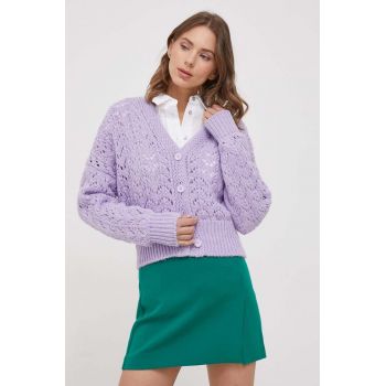 United Colors of Benetton cardigan din amestec de lana culoarea violet