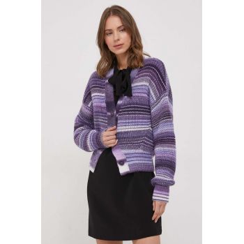 United Colors of Benetton cardigan din lana culoarea violet de firma original