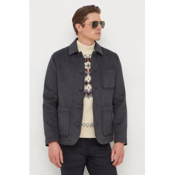 United Colors of Benetton jachetă din amestec de lână culoarea gri, de tranzitie de firma originala