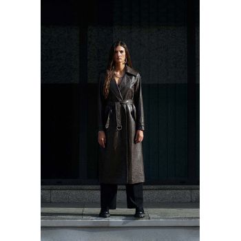 Answear Lab palton femei, culoarea maro, de tranzitie, desfacut de firma original