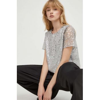 Bruuns Bazaar bluza culoarea argintiu, neted de firma originala