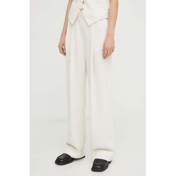 Day Birger et Mikkelsen pantaloni femei, culoarea bej, lat, high waist