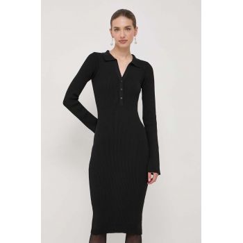 La Mania rochie culoarea negru, midi, mulata