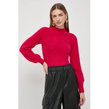 Marella pulover de lana femei, culoarea roz, călduros, cu turtleneck de firma original