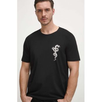 Medicine tricou din bumbac barbati, culoarea negru, cu imprimeu