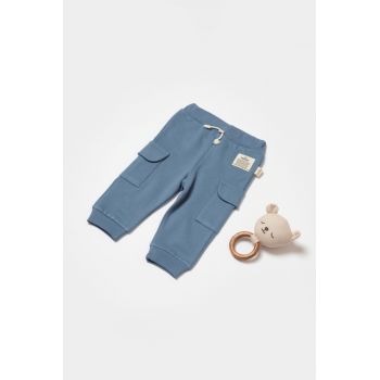 Pantaloni cu buzunare laterale, Two thread, 100%bumbac organic - Indigo, BabyCosy ieftin