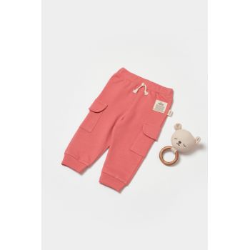 Pantaloni cu buzunare laterale, Two thread, 100%bumbac organic - Rose, BabyCosy ieftin