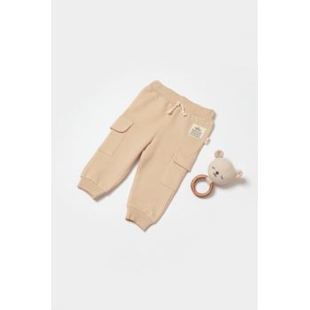 Pantaloni cu buzunare laterale, Two thread, 100%bumbac organic - Stone, BabyCosy