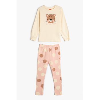 Set de bluza si pantaloni cu imprimeu