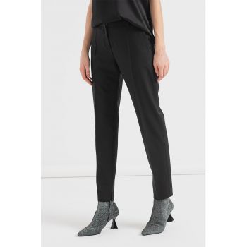 Pantaloni slim fit din amestec de lana Hetana