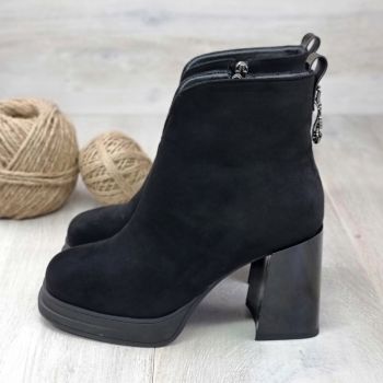 Botine Cu Toc Gros Dama Negre Nora ieftine