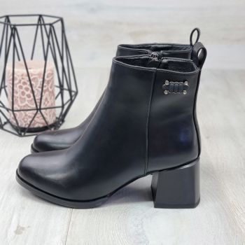 Botine Cu Toc Gros Dama Negru Mat Layla