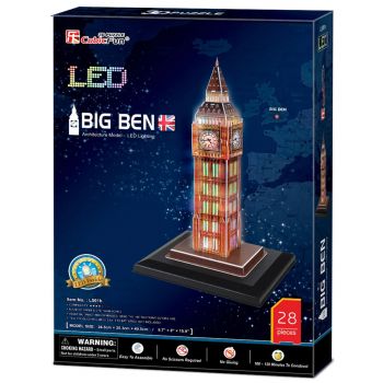 Jucarie Puzzle 3D Cubic Fun, LED, Big Ben, 28 piese, Multicolor ieftina