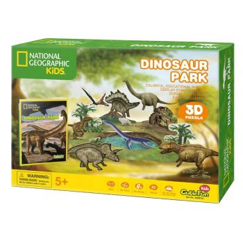 Jucarie Puzzle 3D, CubicFun, National Geographic Kids, Parcul dinozaurilor, 43 piese, Multicolor ieftina