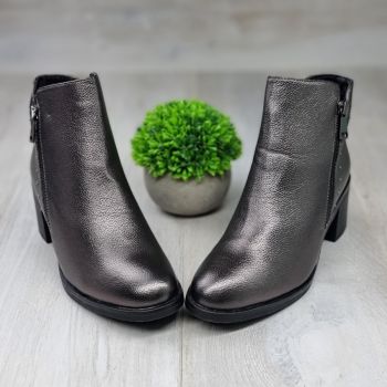 Botine Cu Toc Gros Dama Gri Cu Fermoar Horca de firma originale