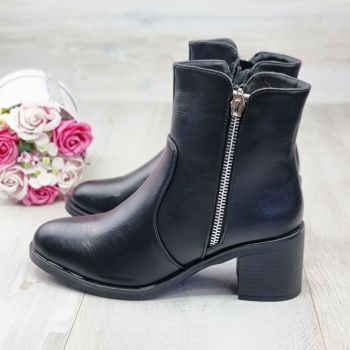 Botine Cu Toc Gros Dama Negre Cu Fermoar Adala de firma originale