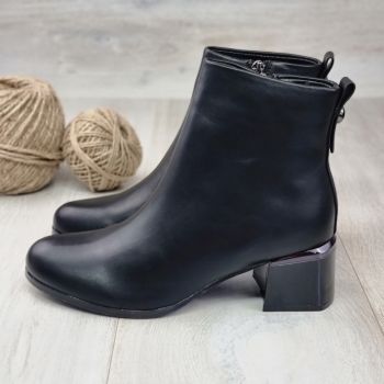 Botine Cu Toc Gros Damă Negre Cu Fermoar Euphrasia de firma originale