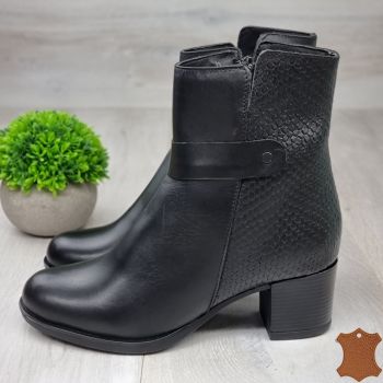 Botine Cu Toc Gros Dama Negre Piele Naturala Jenni de firma originale