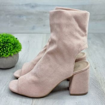 Botine Cu Toc Gros Dama Roz Sharon ieftine