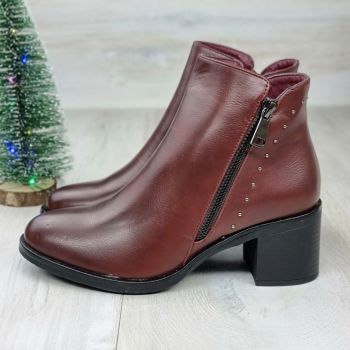 Botine Cu Toc Gros Dama Visinii Cu Fermoar Horca de firma originale