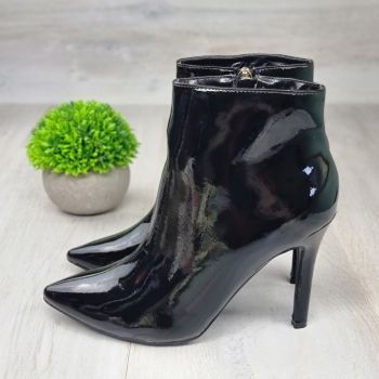 Botine Cu Toc Subtire Dama Negre Cu Fermoar Farona la reducere