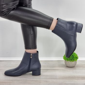 Botine Cu Toc Gros Damă Bleumarin Cu Fermoar Zobiya ieftine la reducere
