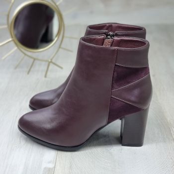 Botine Damă Visinii Cu Toc Tova