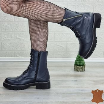 Ghete Imblanite Damă Bleumarin Piele Naturală Carreen