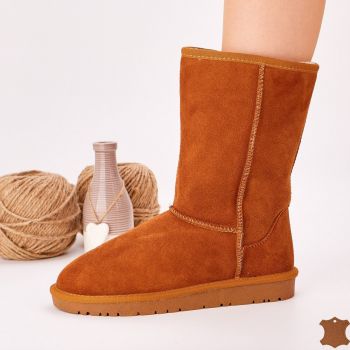 Ghete Imblanite Damă Maro Tip UGG Piele Naturala Aeres de firma originala