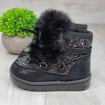Ghete Fata Tip UGG Negre Malwma