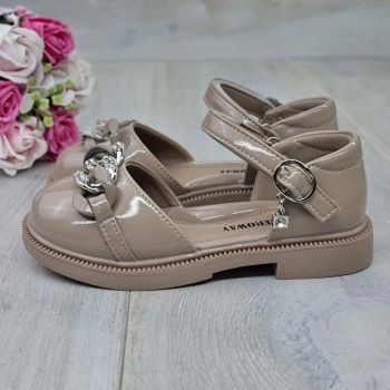 Pantofi Fata Crem Cu Bareta Novina