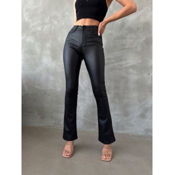 Pantaloni evazati de piele ecologica