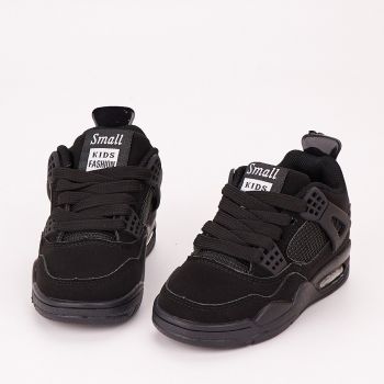 Sneakersi Baieti Negri Cu Siret Spon
