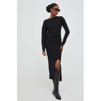 Answear Lab compleu pulover si fusta culoarea negru ieftin