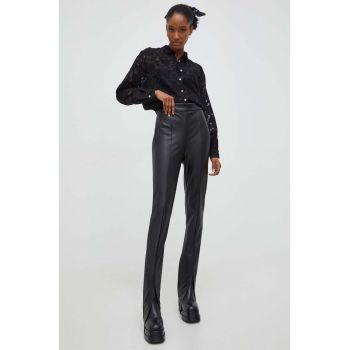 Answear Lab pantaloni femei, culoarea negru, evazati, high waist