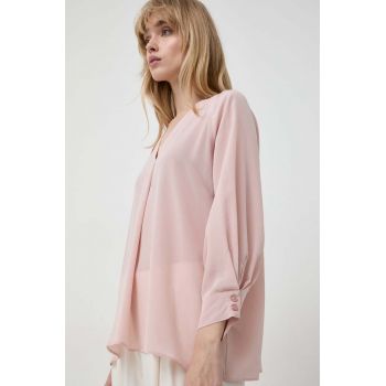 Marella bluza de matase culoarea roz, neted