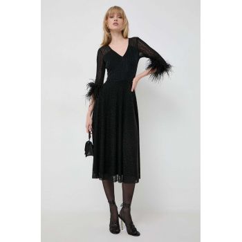 Nissa rochie culoarea negru, midi, evazati