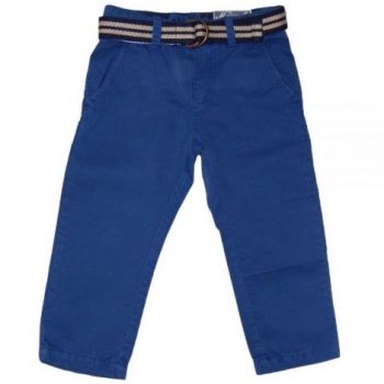 Pantaloni albastri din doc si curea textila (4525), 3 ani / 98 cm la reducere