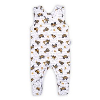 Romper de bumbac 100% (181023) Colectia  Big Trucks  2021 Alba Marimea 74
