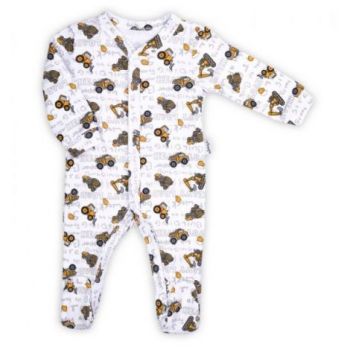 Romper de bumbac 100% Colectia  Big Trucks  2021 Alba Marimea 56
