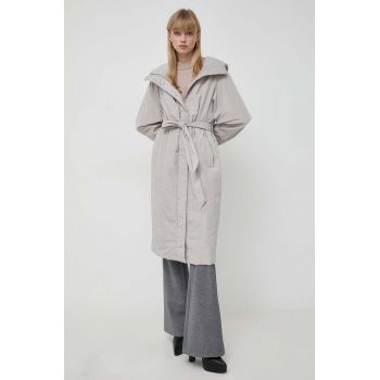 Trussardi geaca femei, culoarea bej, de tranzitie, oversize