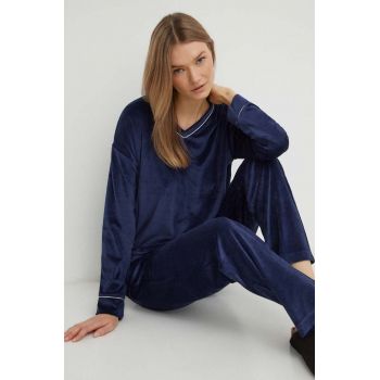 United Colors of Benetton pijama femei, culoarea albastru marin de firma originale